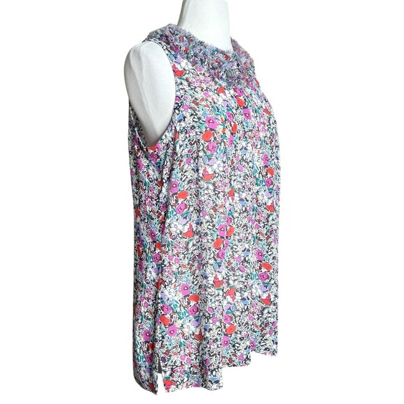 CAbi Liberty Floral Ruffle Neck Keyhole Sleeveless Blouse Top Medium - Picture 4 of 6
